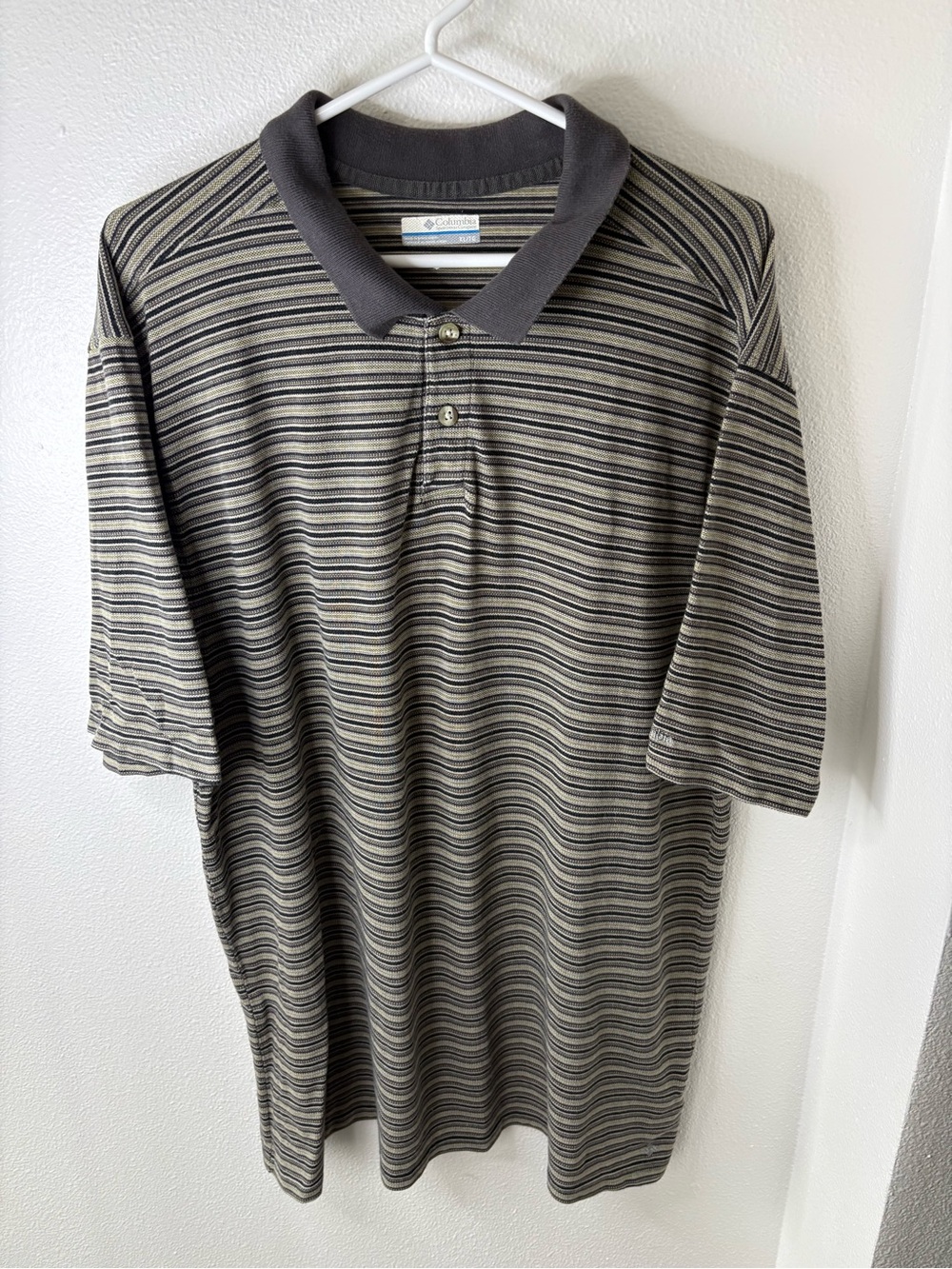 Classic Striped Polo Shirt - Grey/Tan - XL